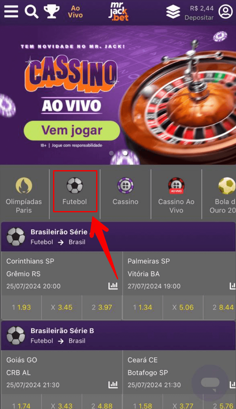 Acesse um esporte MrJack Bet 