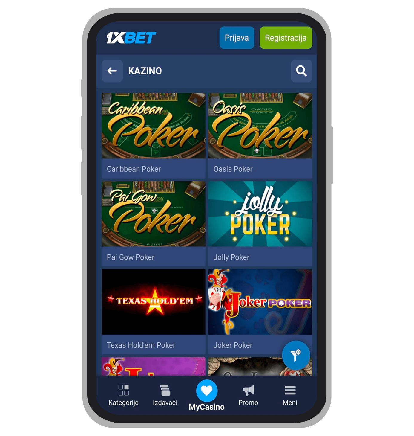 Poker u 1xBet