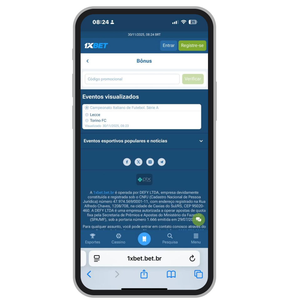 A seção de promoções ainda está vazia