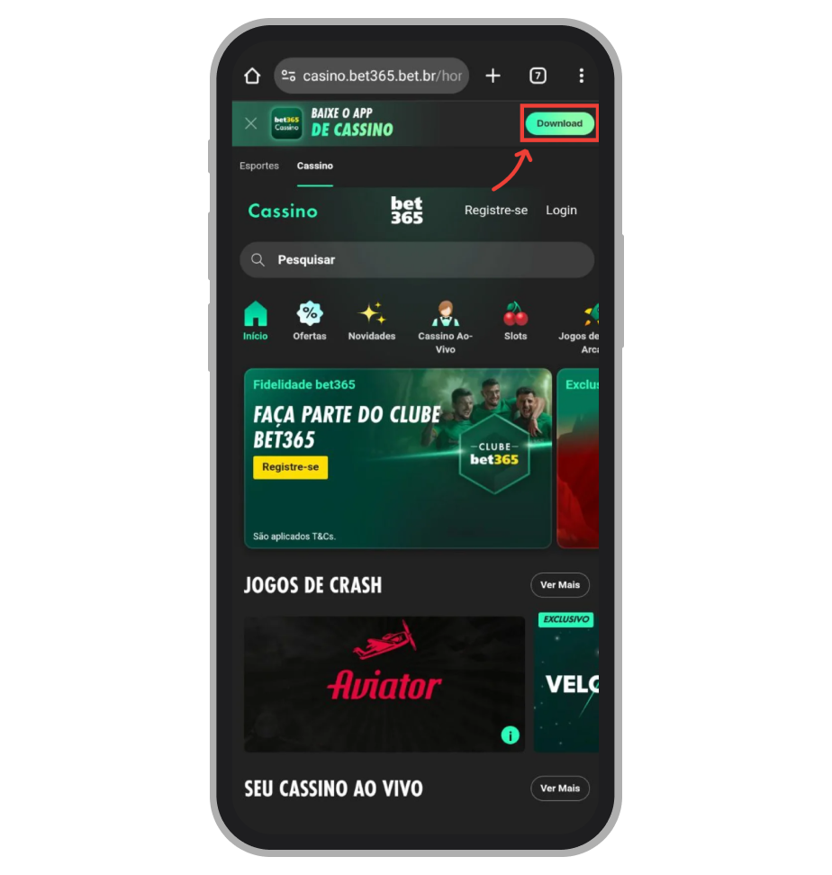 Toque no botão "Download"