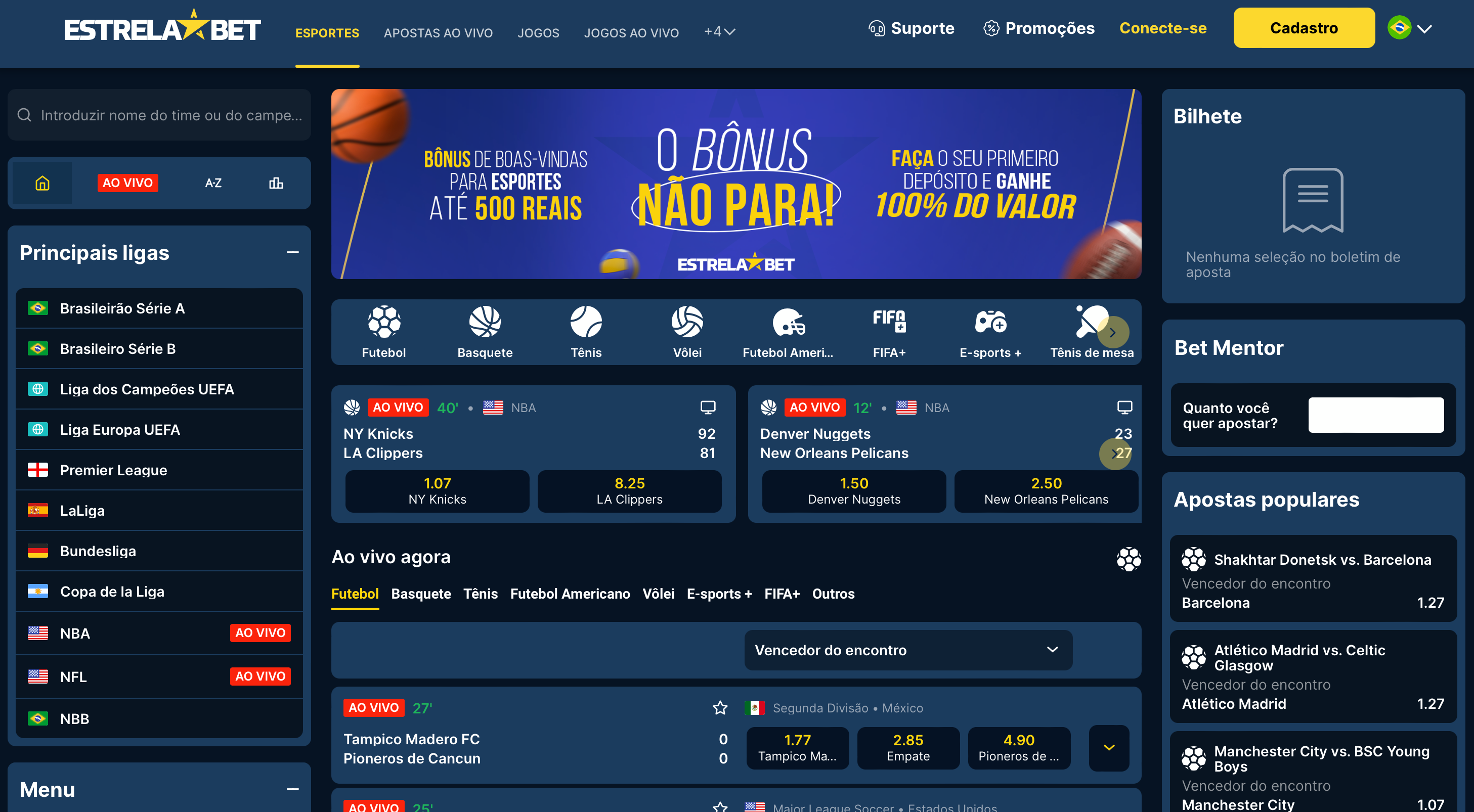 O site oficial da Estrela Bet.