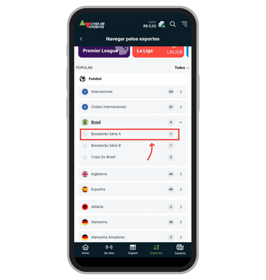 Selecione por uma das ligas 