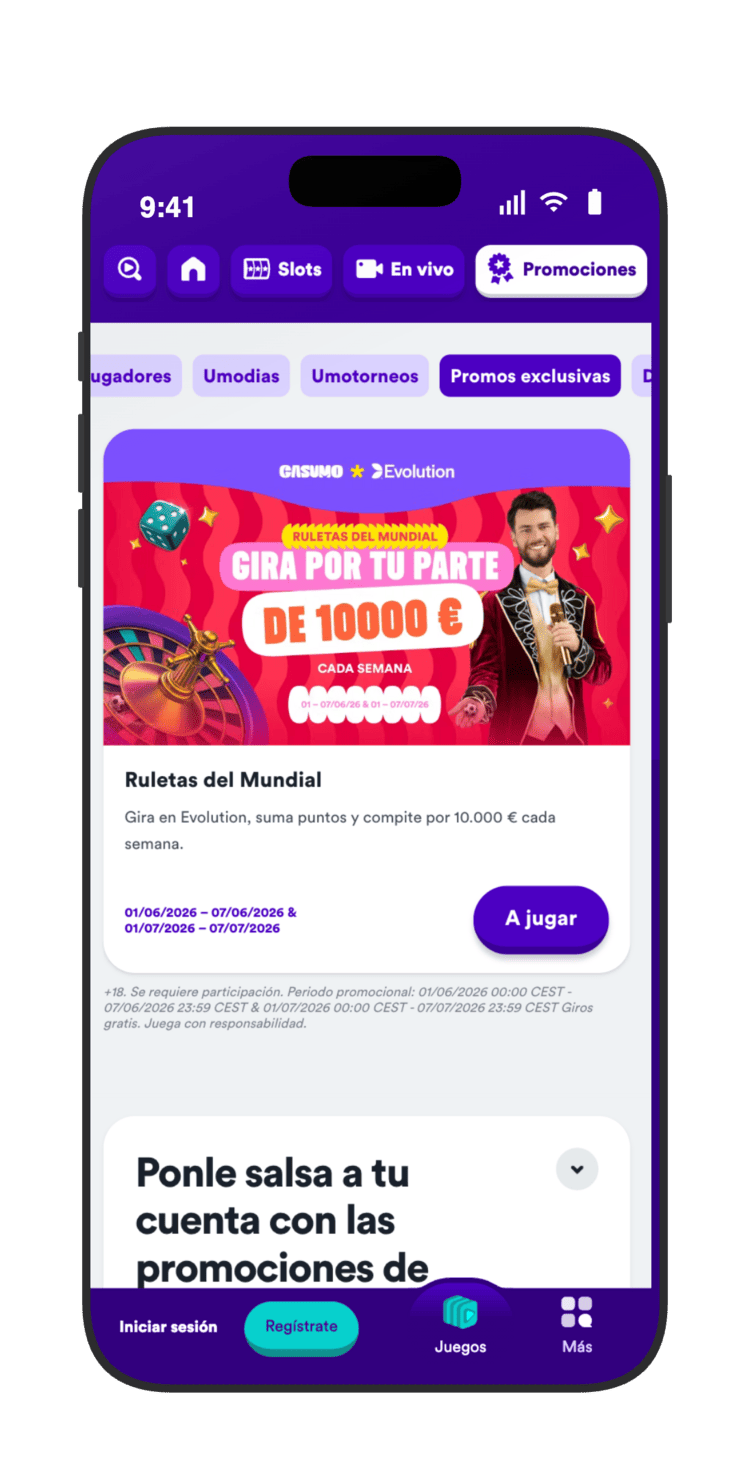 Promociones exclusivas de Casumo con Umodías, Umotorneos y Ruletas del Mundial con premios de 10.000 euros
