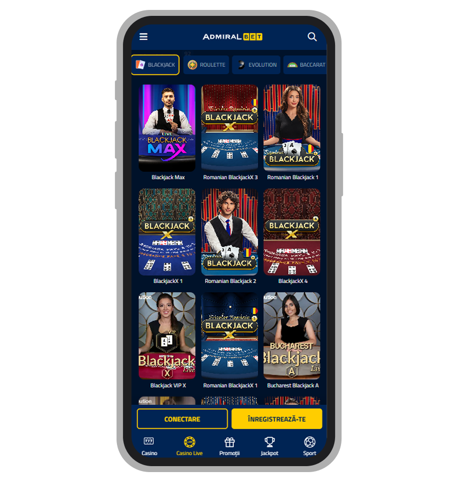 Blackjack live la Admiralbet