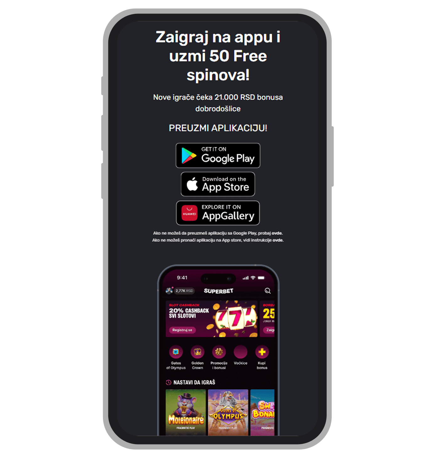 Bonus za aplikaciju na Superbet Kazinu