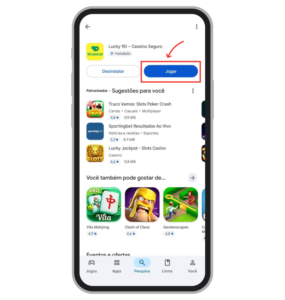 Pode abrir o app e começar jogar