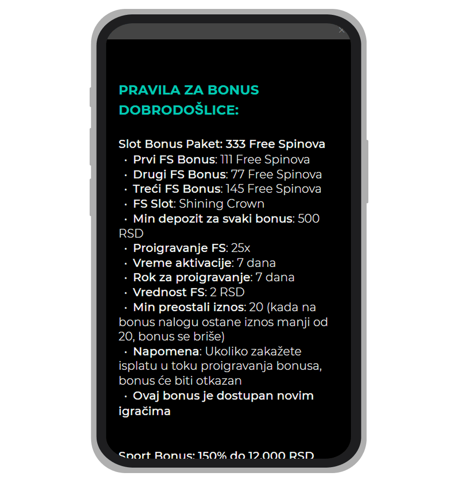 Uslovi za King bonus dobrodošlice