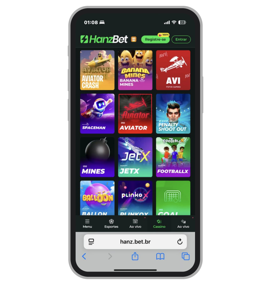 Jopgos Crash e instantêneos no site da HanzBet