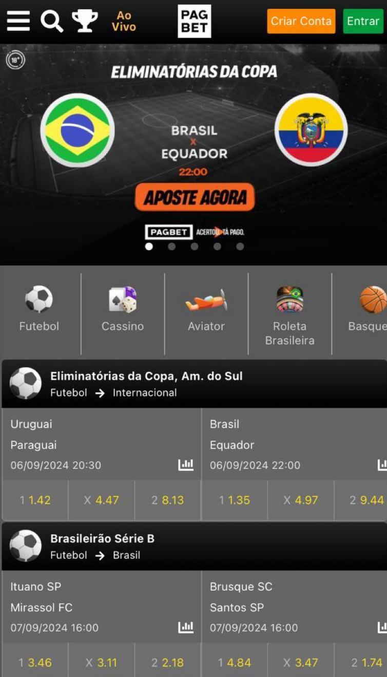 A Pagbet oferece site mobile e app para fazer apotas