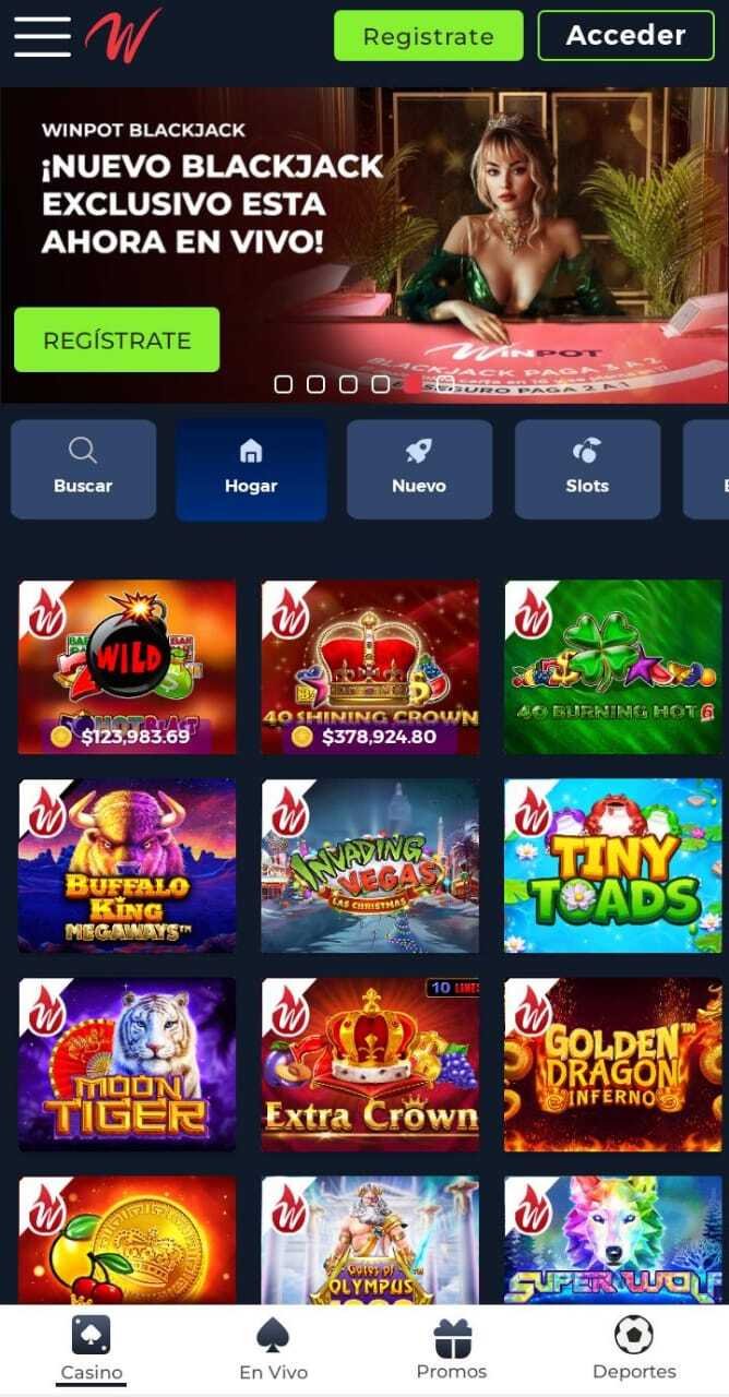 La App de casino con el mayor número de salas en vivo Winpot