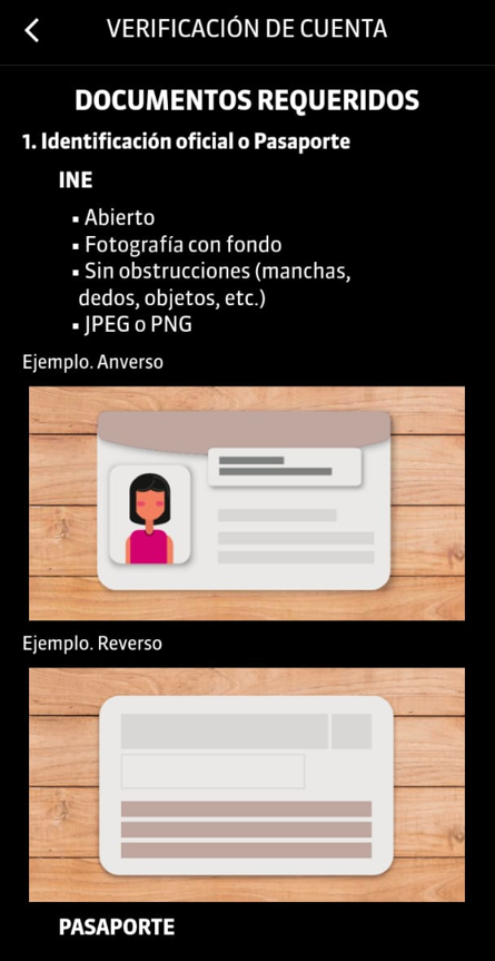 Requisitos para verificar cuenta