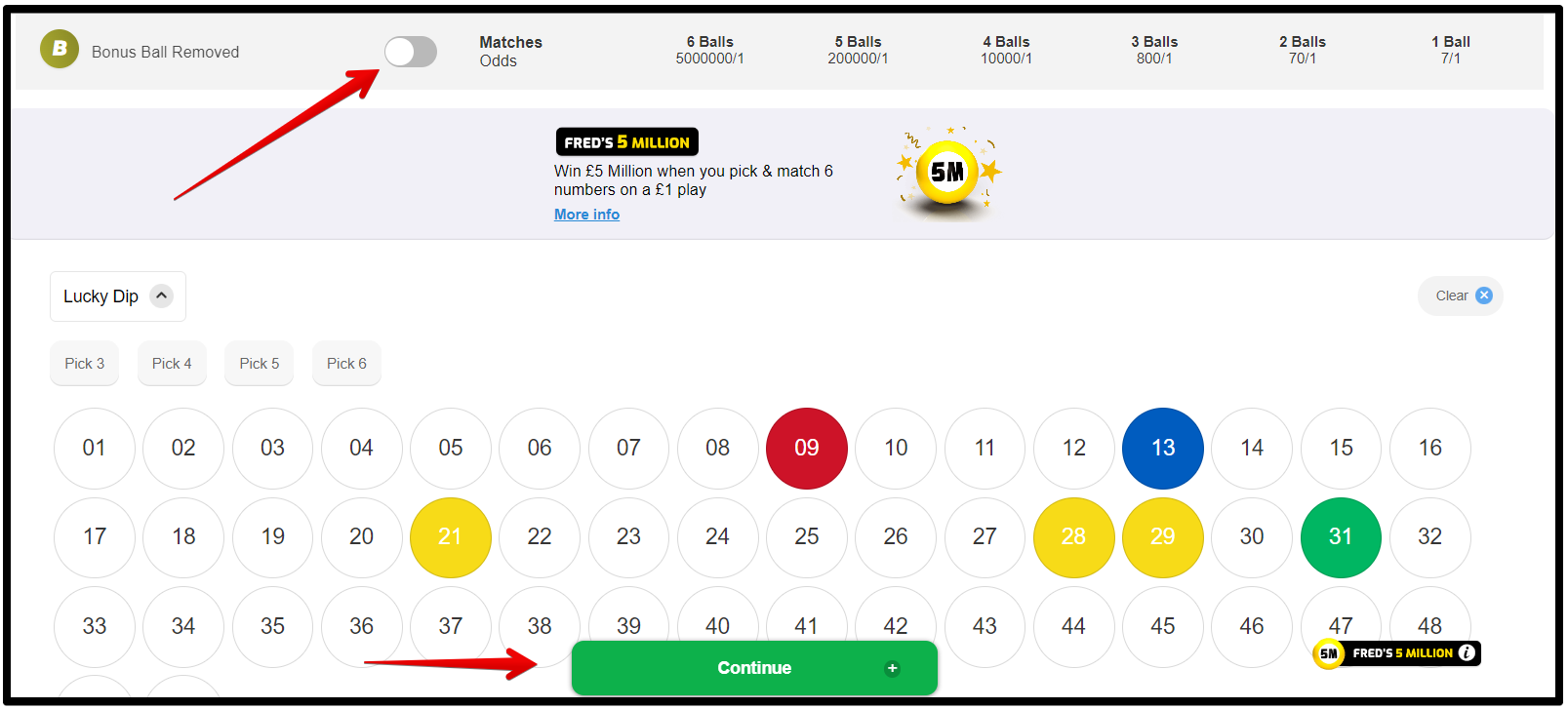 Step 2: How to play the Nifty Fifty leading online lotto game