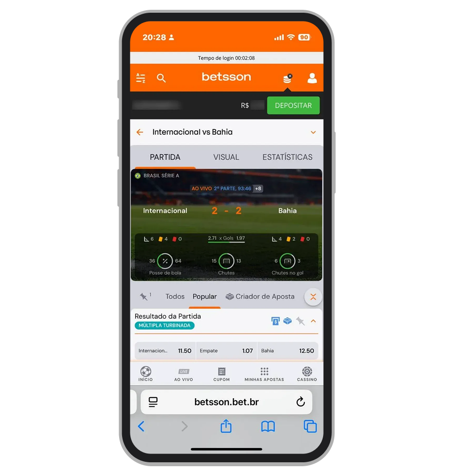  Estatísticas ao vivo são muito bem apresentadas