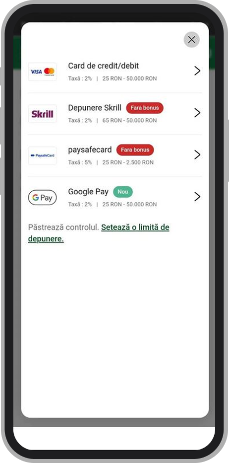 Opțiuni depunere Unibet Casino