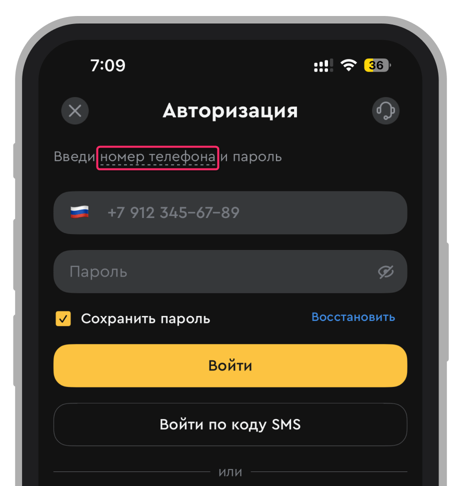 Выбор типа авторизации