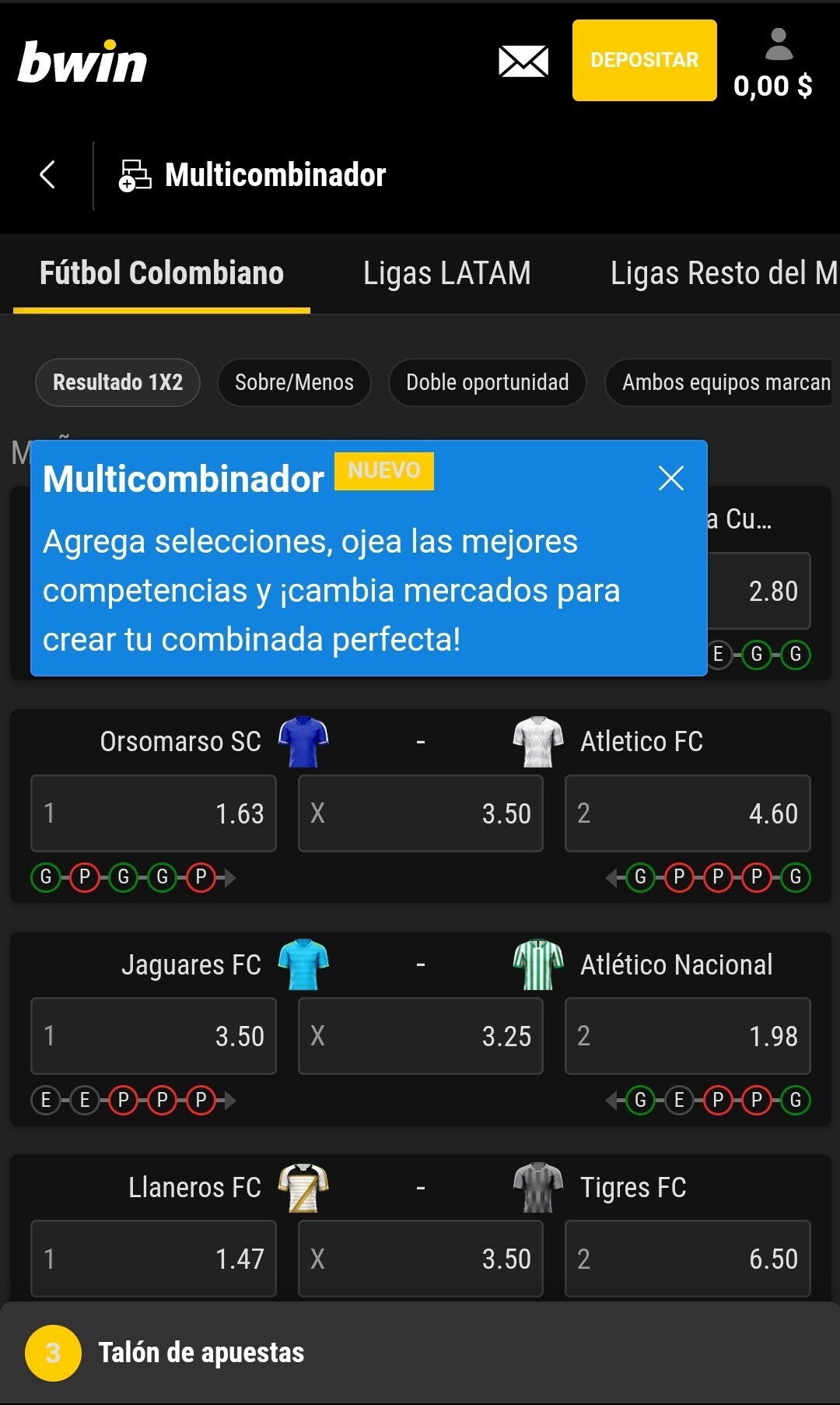 Multicombinador, Bwin móvil