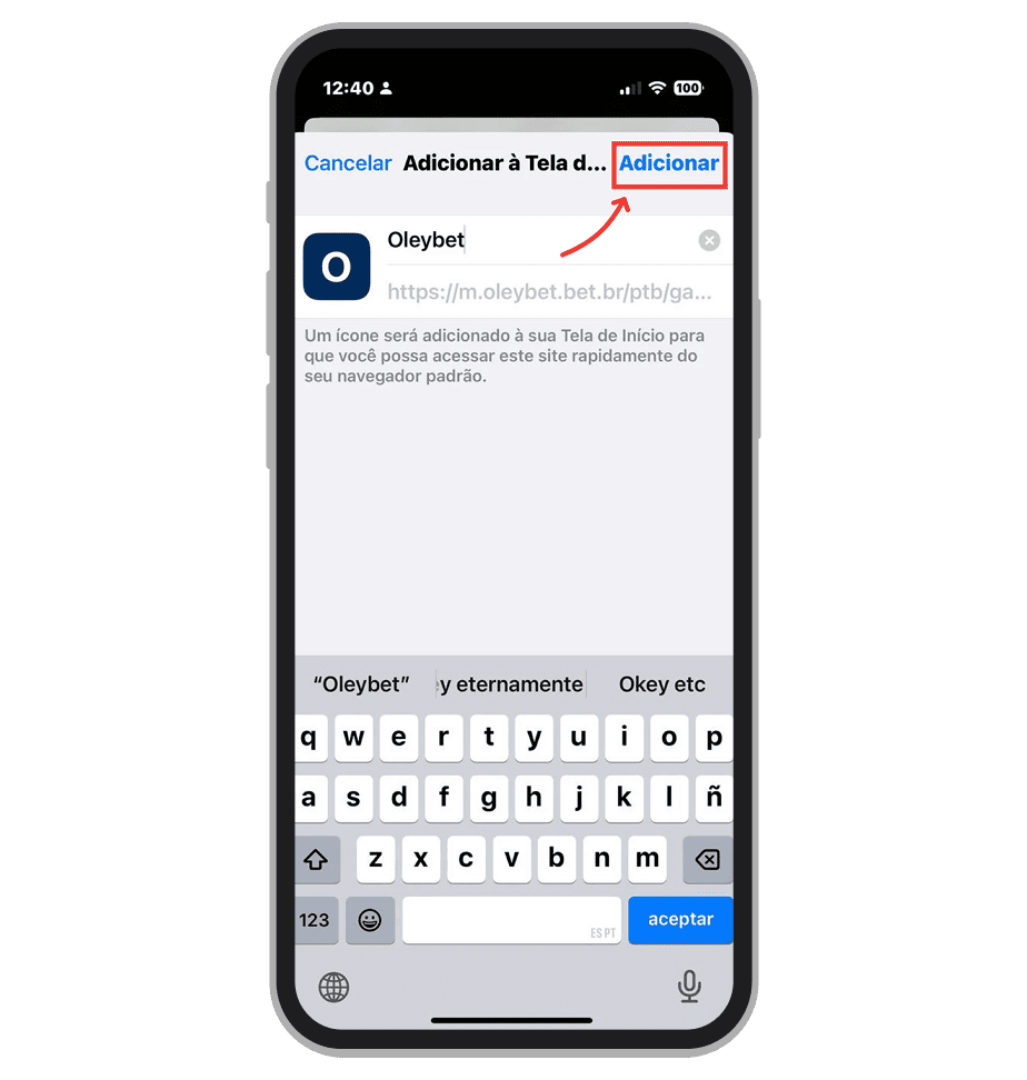 Toque em “Adicionar”