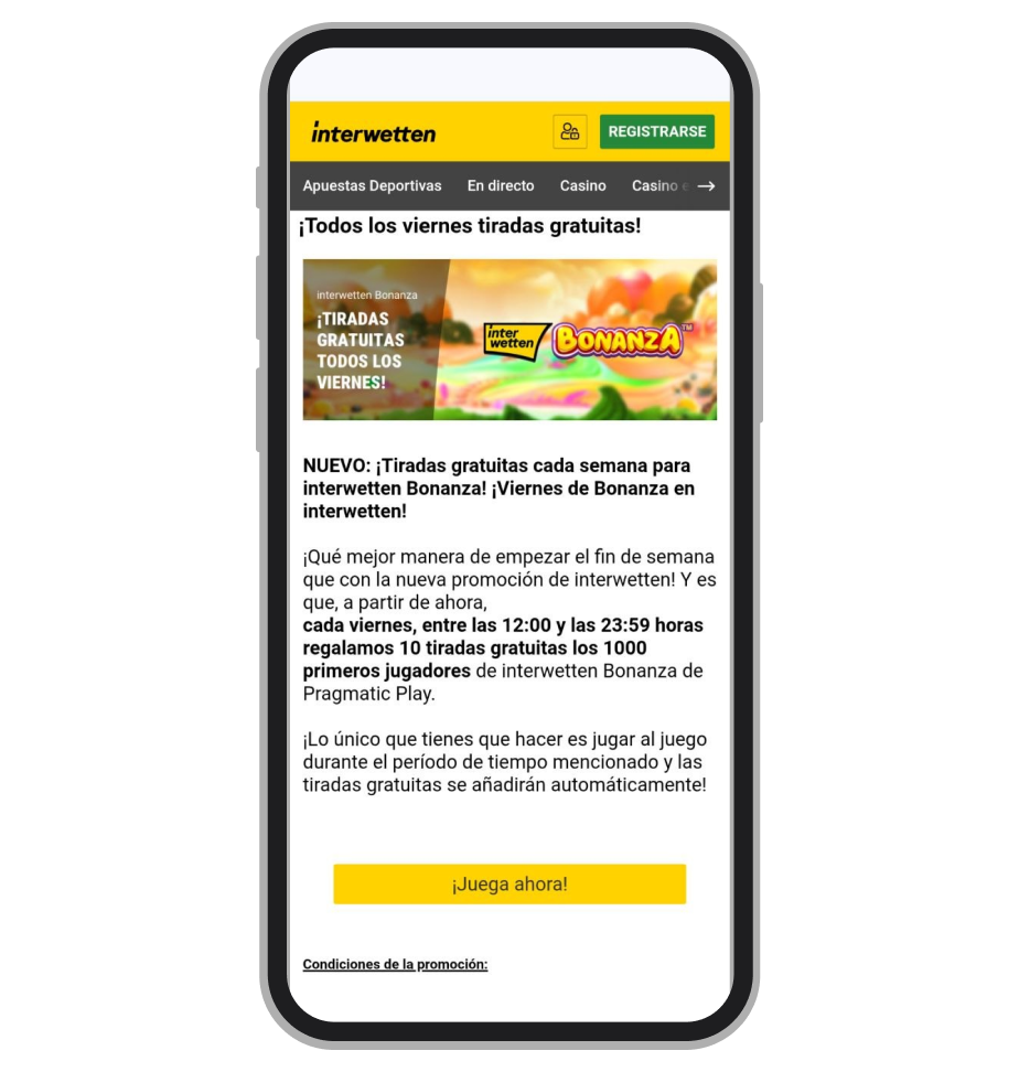 Tiradas gratis en Interwetten