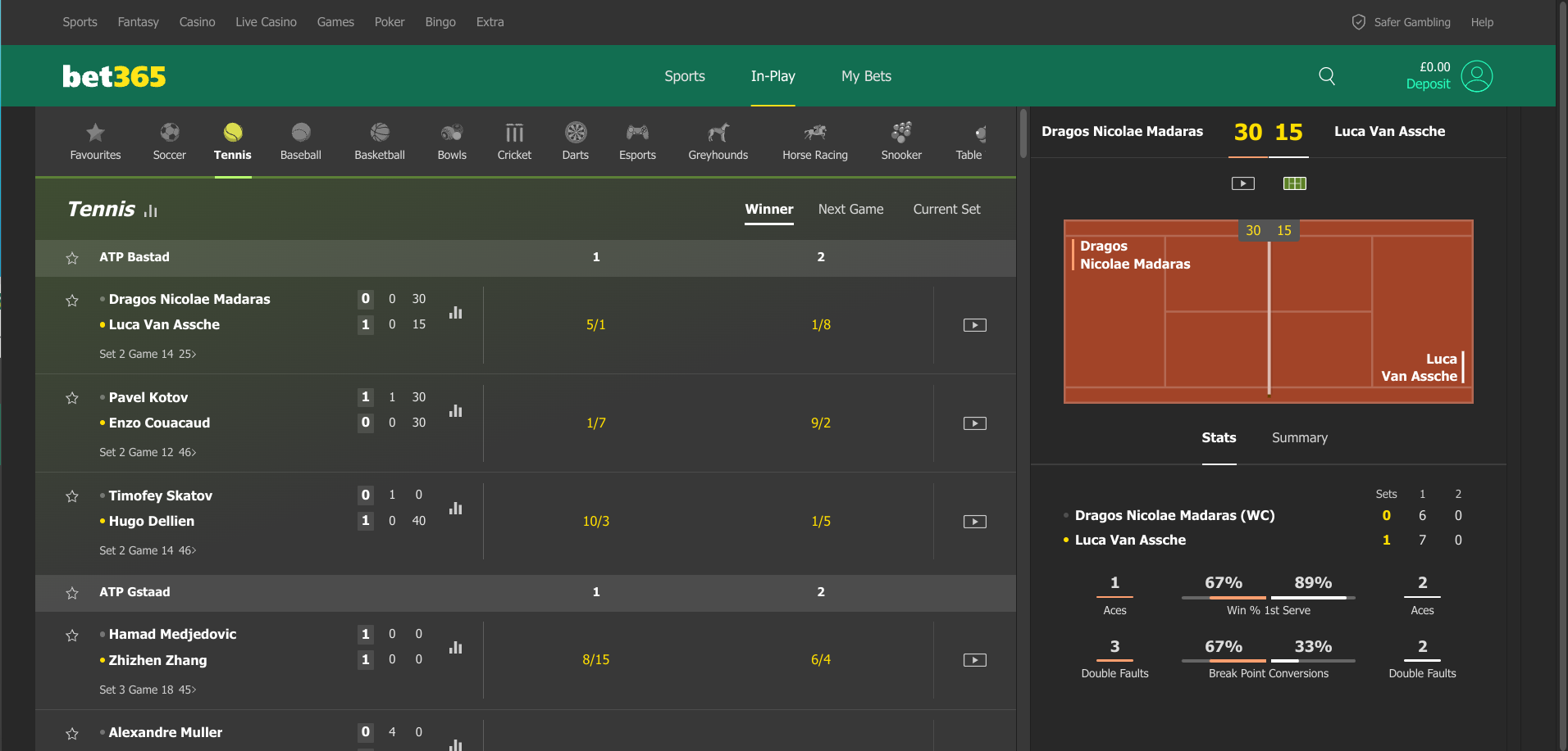 How to place an in play bet at Bet365