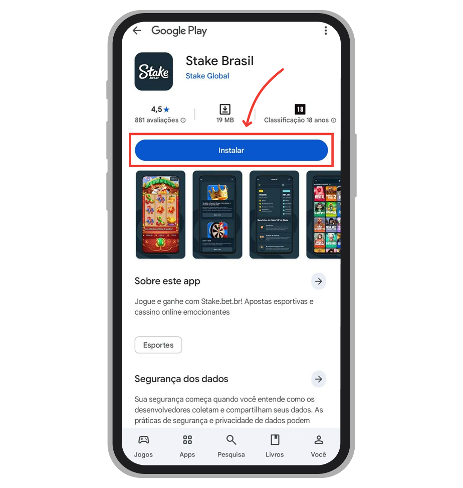 Inicie o processo de instalação na Google Play 