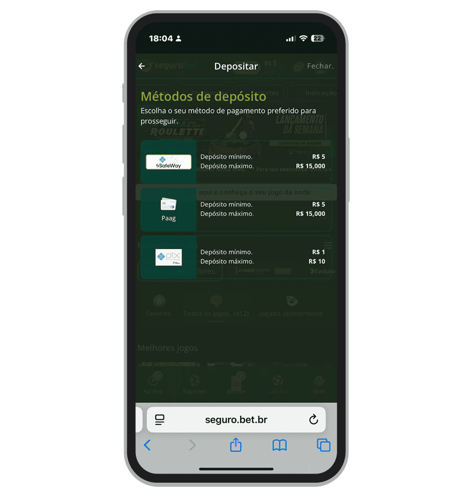 Depósitos na Segurobet