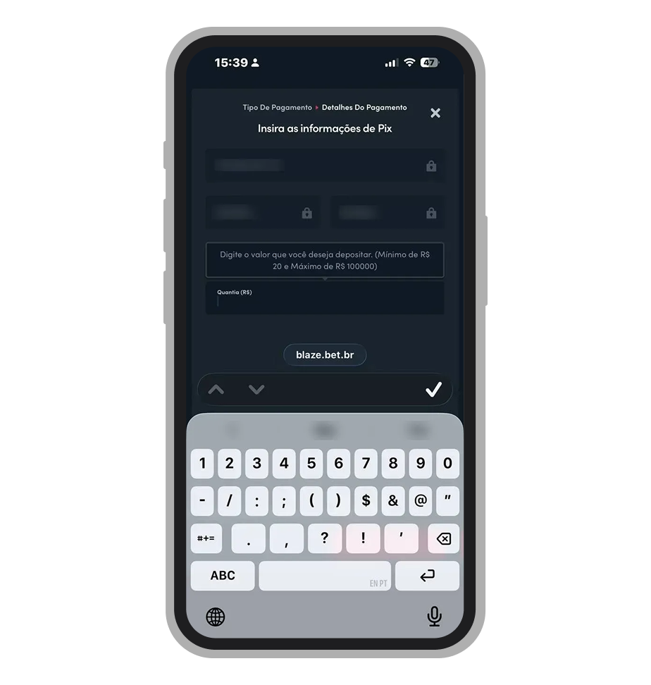 Depósito no cassino Blaze