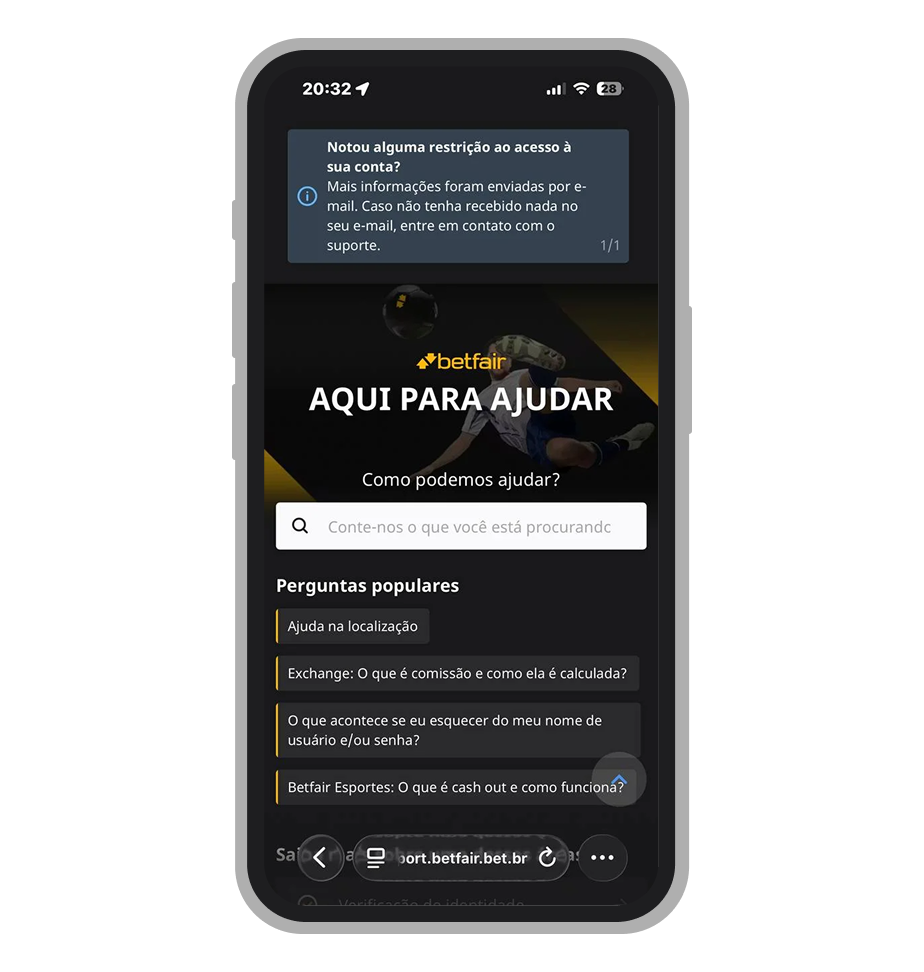 Central de ajuda da Betfair