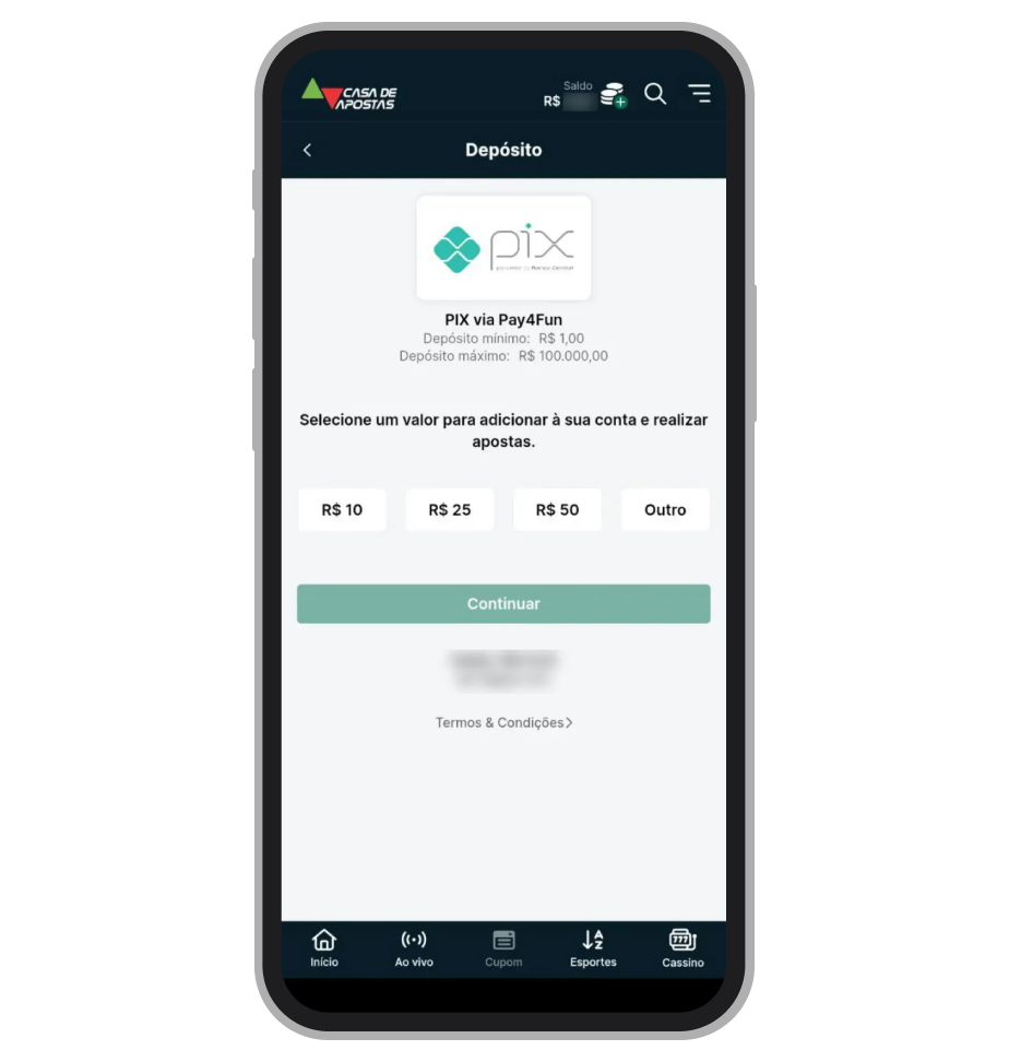 Informe o valor do depósito