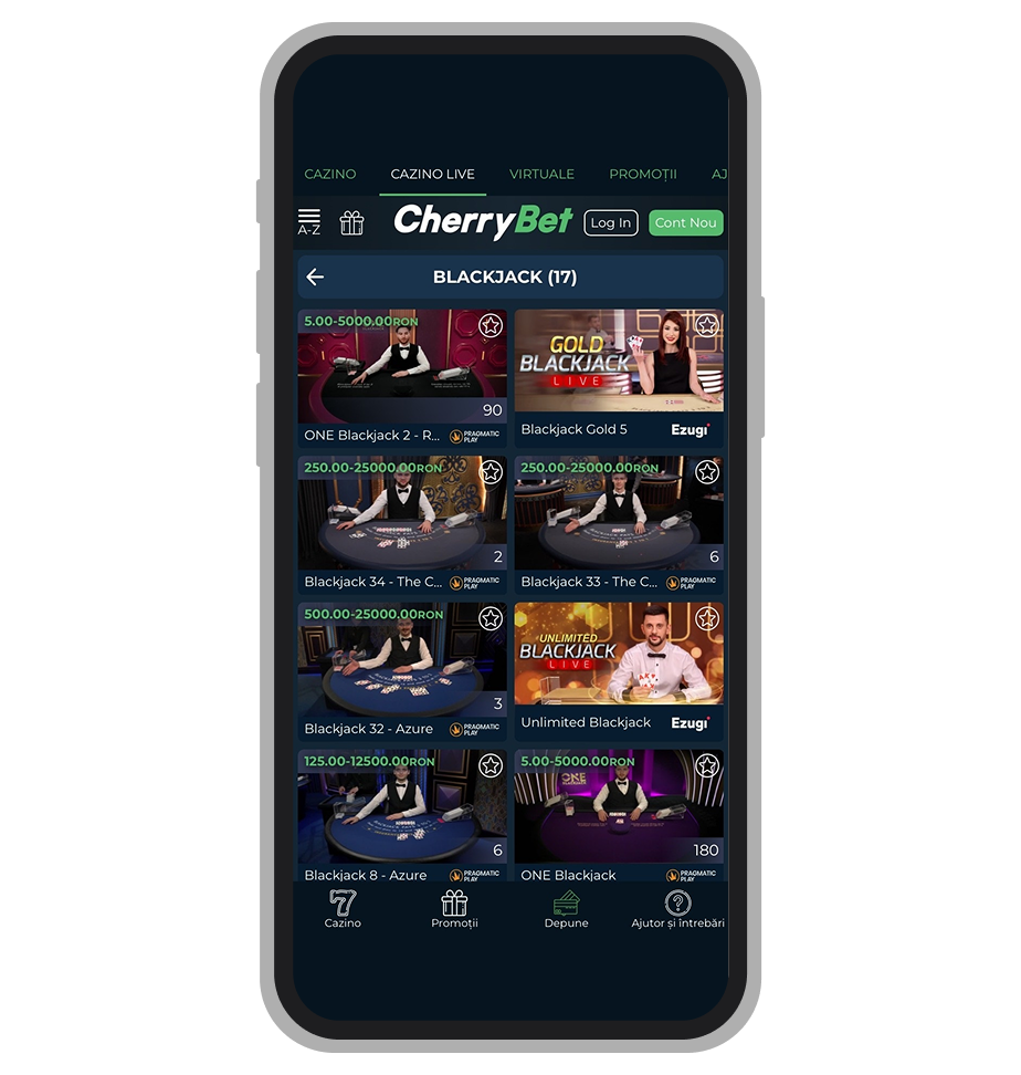 Blackjack live la CherryBet