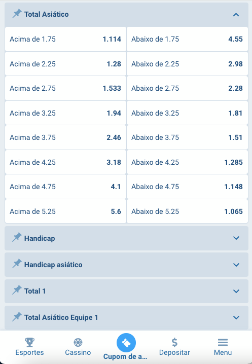 Apostas aisáticas na 1xBet