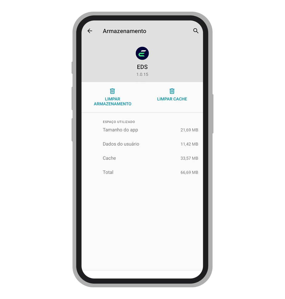 Uso de armazenamento e cache do app Esportes da Sorte no Android