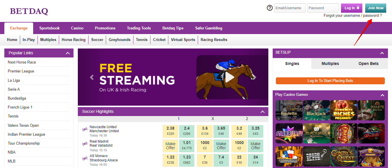 BETDAQ homepage