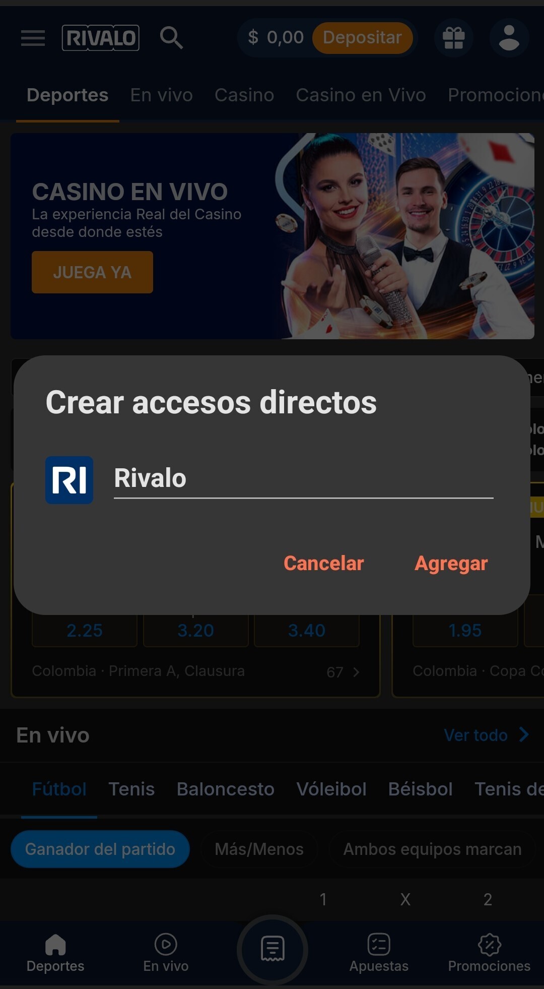 Crear acceso directo