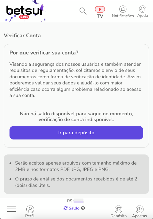Página de verificação