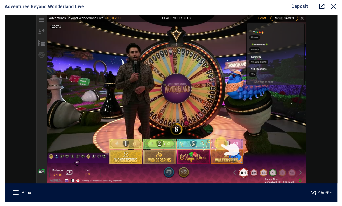 Chat with the hosts at William Hill live casino.