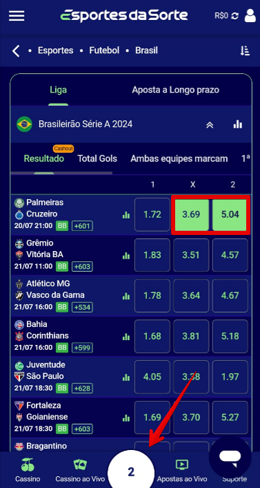 Escolhe uma aposta simples da Esportes da Sorte ou uma múltipla