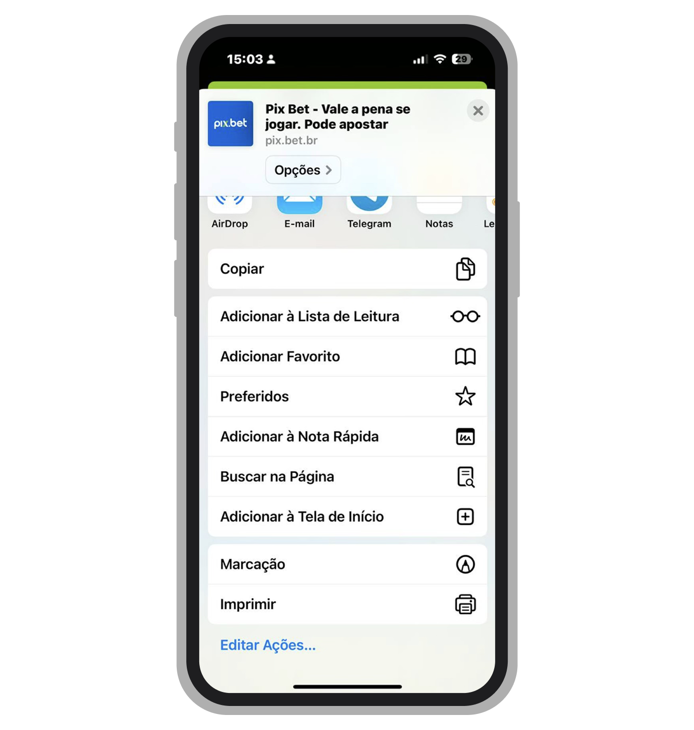 No iPhone você pode criar atalho na tela inicial para agilizar acesso ao site mobile