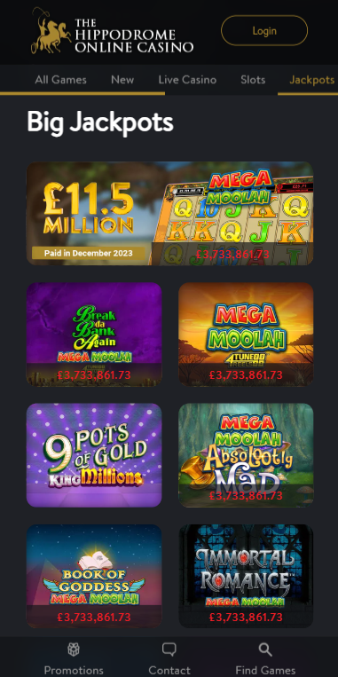 Jackpots page