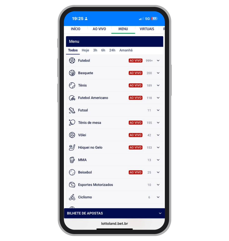 Calendário de apostas 