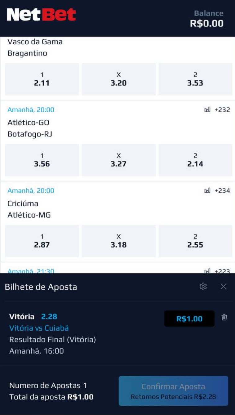 Cupom de aposta na plataforma Netbet