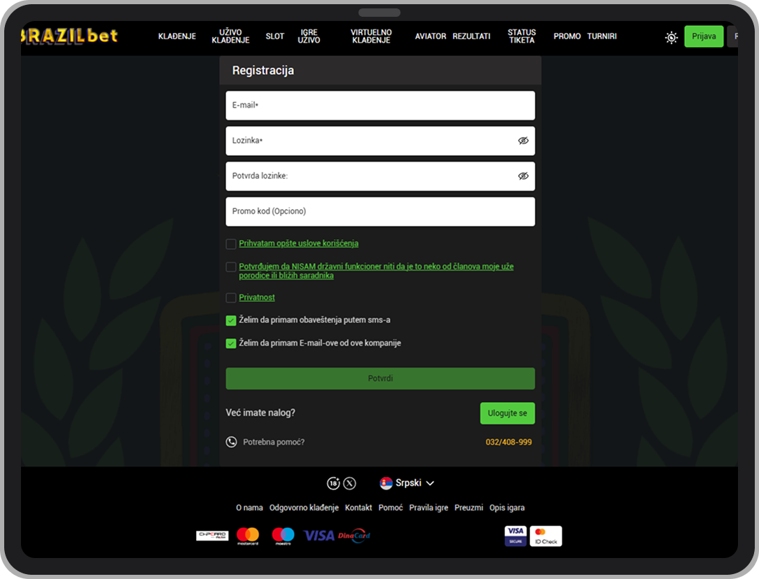 Registracija na BrazilBet