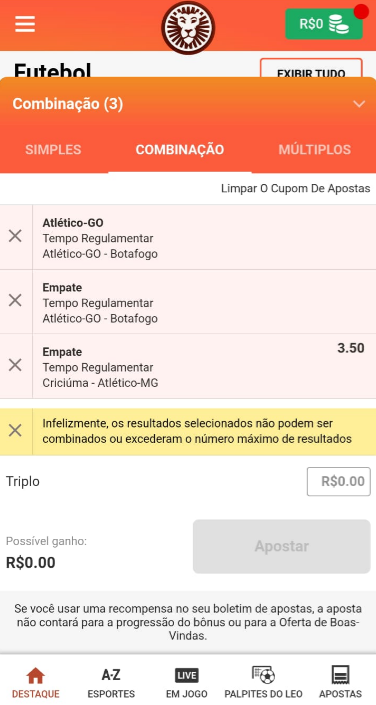 Uma Combinação de apostas na plataforma LeoVegas