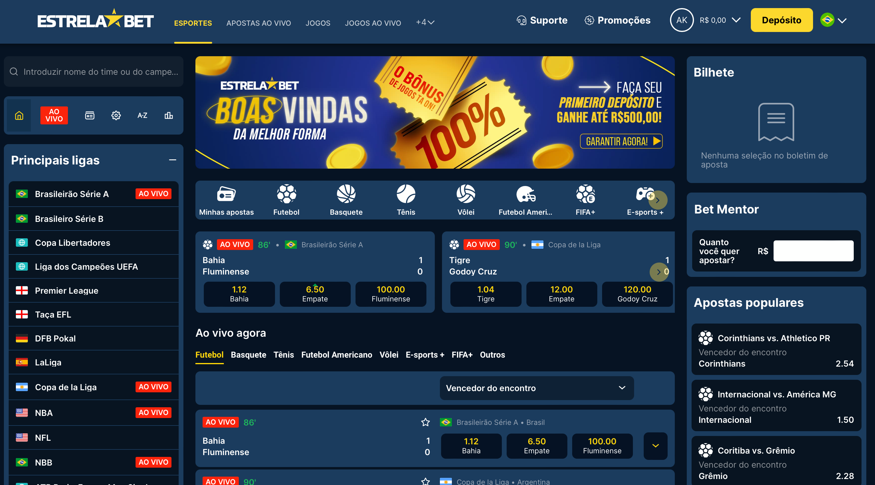 Site oficial da Estrela Bet.