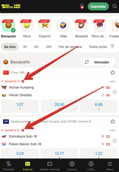 Como apostar na Parimatch ao vivo
