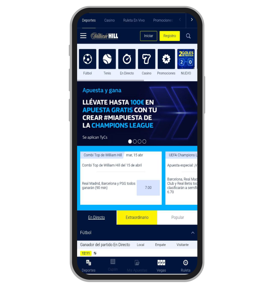 Página de inicio. William Hill