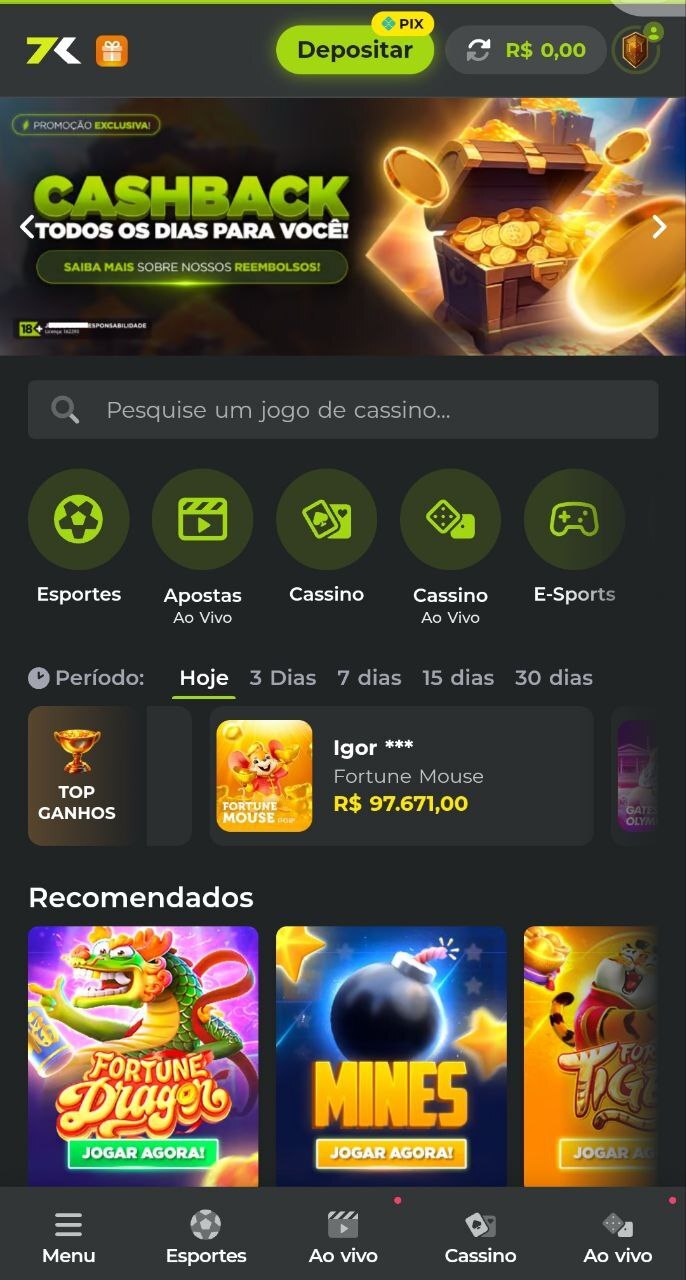 Acesse ao site Bet7k apostas online