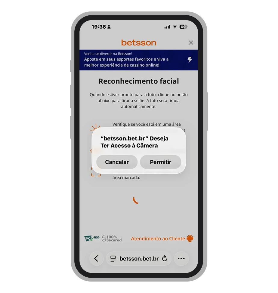 Reconhecimento facial no cadastro na Betsson