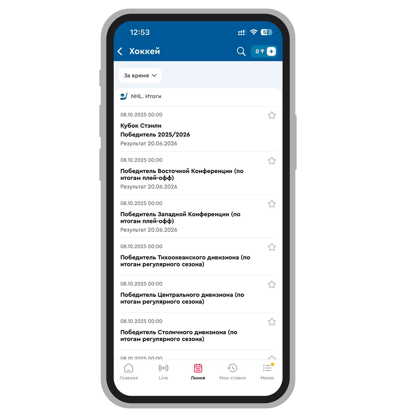 Аутрайты на NHL 2025/26