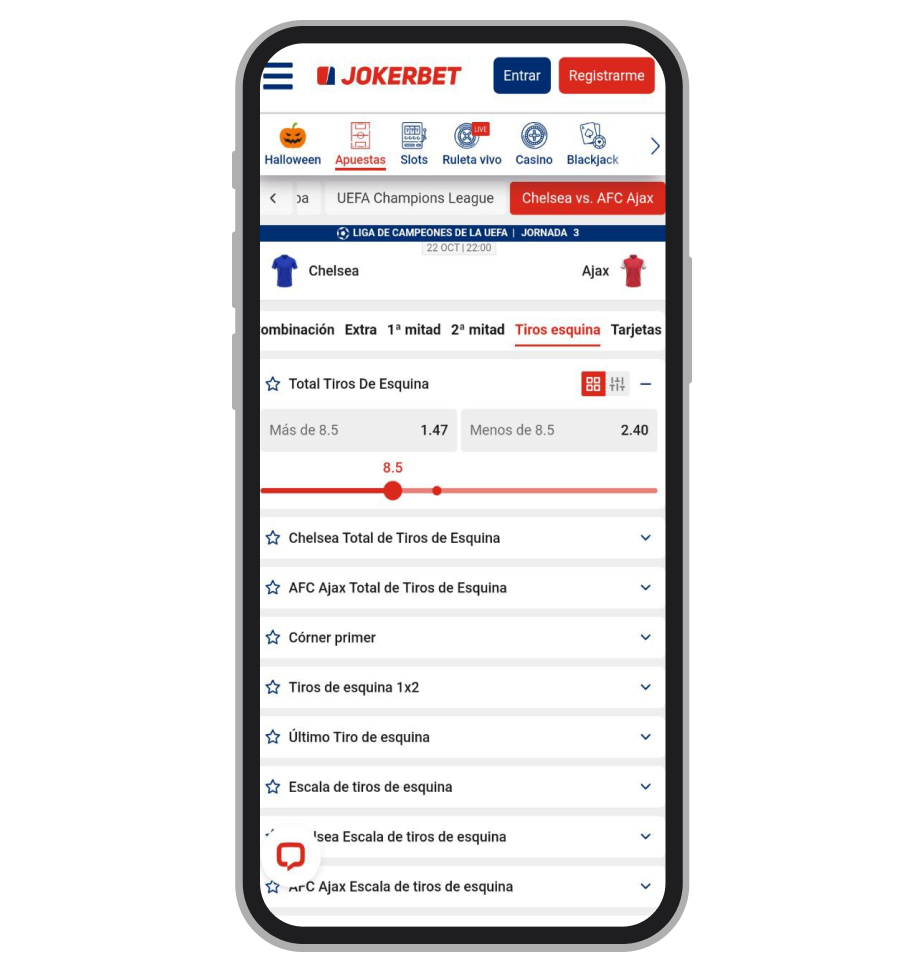 JOKERBET. Apuestas en córners