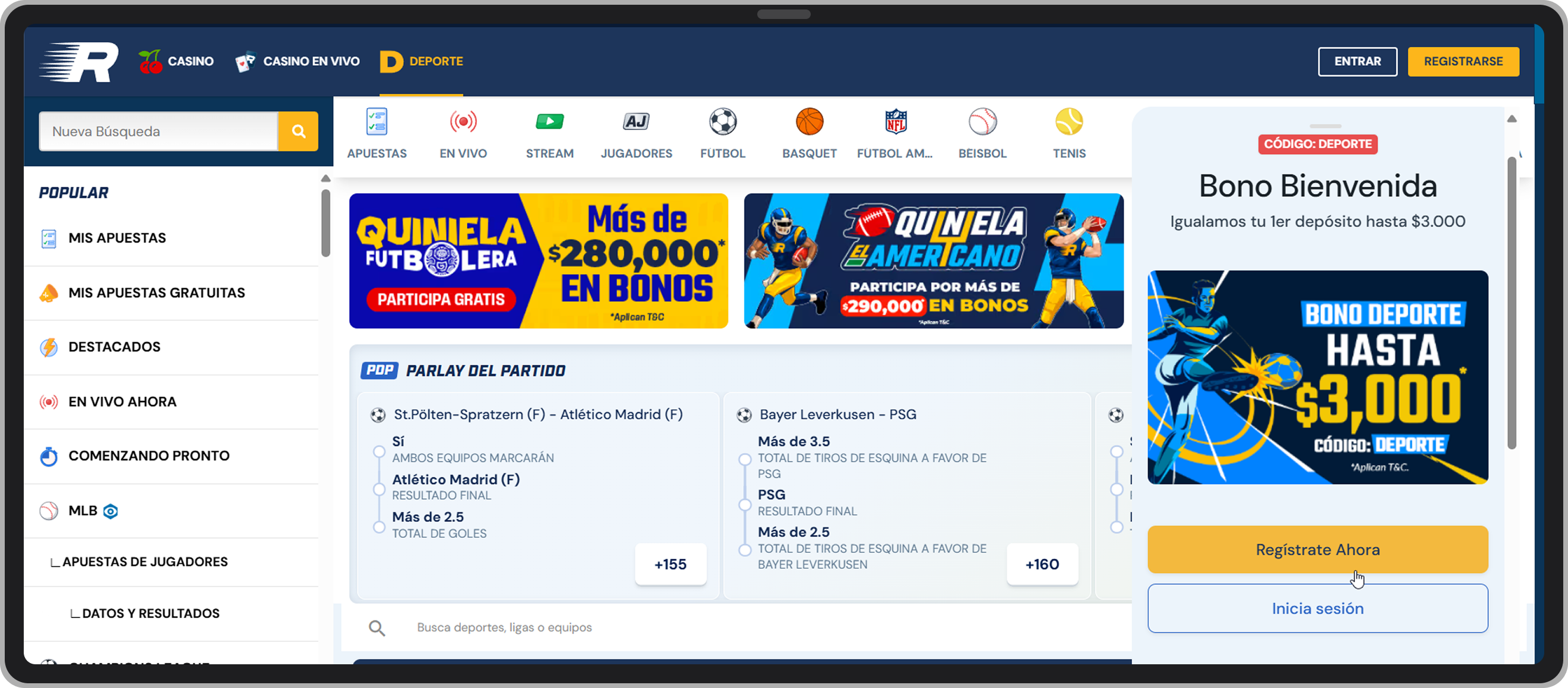 Bono de bienvenida. Rushbet